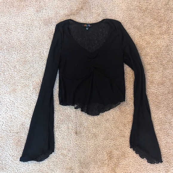 Delias by Dolls Kill - Black Mesh Long Sleeve Top - Picture 3 of 6